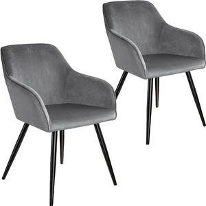 404034 2 marilyn velvet-look chairs - grey/black