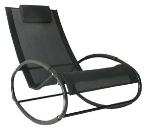 Outsunny Rocking Chair Sun Lounger Recliner Rocker Texteline Fabric Patio Garden Relaxer with Pillow Black