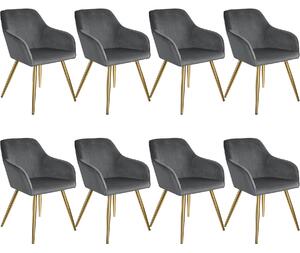 404013 8 marilyn velvet-look chairs gold - dark gray/gold