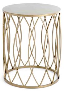 Mali Gold Lattice Side Table, Metal | Roseland Furniture