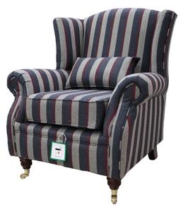Fireside Wing Chair Gleneagles Stripe Granite Fabric High Back Armchair