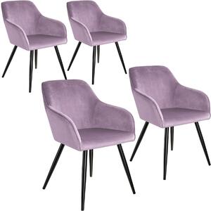 Tectake 404031 4 marilyn velvet-look chairs - lilac/black