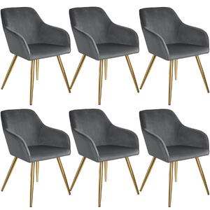 Tectake 404012 6 marilyn velvet-look chairs gold - dark gray/gold