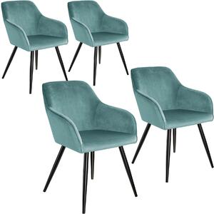 404055 4 marilyn velvet-look chairs - turquoise/black