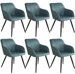 Tectake 404060 6 marilyn fabric chairs - blue/black