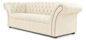 Chesterfield 3 Seater Buttoned Seat Cream Real Leather Sofa Bespoke In Balmoral Style