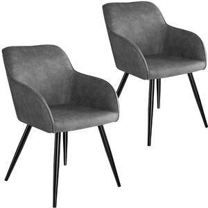 Tectake 404062 2 marilyn fabric chairs - grey/black
