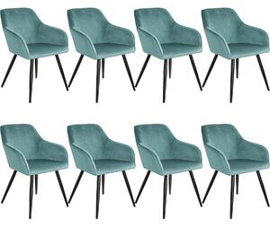 404057 8 marilyn velvet-look chairs - turquoise/black
