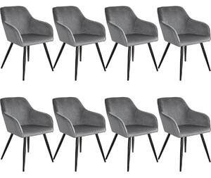 Tectake 404037 8 marilyn velvet-look chairs - grey/black
