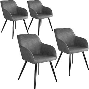 Tectake 404063 4 marilyn fabric chairs - grey/black