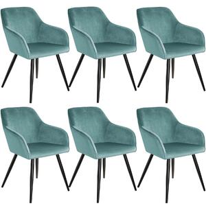 404056 6 marilyn velvet-look chairs - turquoise/black