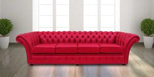 Chesterfield 4 Seater Fuchsia Pink Leather Sofa Bespoke In Balmoral Style