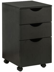 HOMCOM 3-Drawer File Cabinet Under Desk Office Storage Cabinet A4/Letter/Binders Movable W/ Slide Wheels Black Oak Color