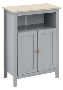 Kleankin Bathroom Floor Storage Cabinet Free Standing Unit with Compartment Adjustable Shelf Double-door Design, Free Standing Organizer, Grey