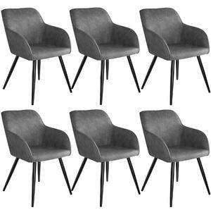 Tectake 404064 6 marilyn fabric chairs - grey/black
