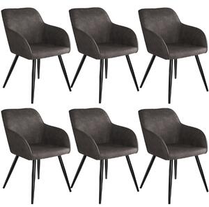 Tectake 404080 6 marilyn fabric chairs - dark grey/black