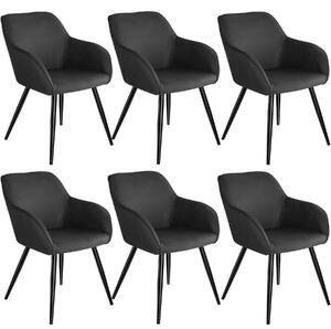 Tectake 404076 6 marilyn fabric chairs - anthracite/black