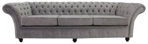 Chesterfield 4 Seater Azzuro Silver Grey Fabric Sofa In Balmoral Style