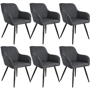 Tectake 404088 6 accent chairs marylin - dark grey/black