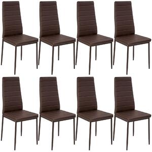 404119 8 dining chairs synthetic leather - brown