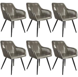 Tectake 404116 6 marilyn faux leather chairs - dark grey/black