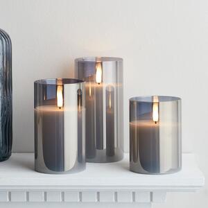 TruGlow® Smoked Grey LED Glass Candle Trio