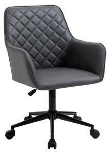 Vinsetto Swivel Office Chair Leather-Feel Fabric Home Study Leisure with Wheels, Grey