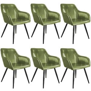 Tectake 404096 6 marilyn faux leather chairs - dark green / black