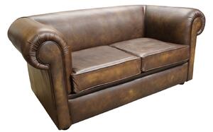 Chesterfield Handmade 1930&#039;s 2 Seater Sofa Settee Antique Gold Real Leather In Classic Style