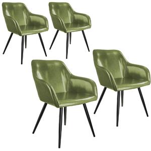 Tectake 404095 4 marilyn faux leather chairs - dark green / black