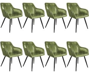 Tectake 404097 8 marilyn faux leather chairs - dark green / black