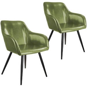 Tectake 404094 2 marilyn faux leather chairs - dark green / black