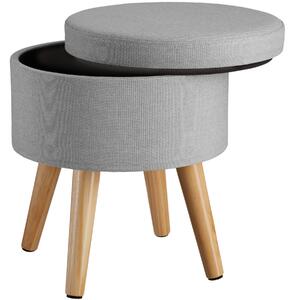 403968 stool yumi with storage in linen look - light grey