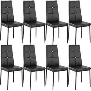 Tectake 404123 8 dining chairs with rhinestones - black