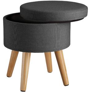 Tectake 403967 stool yumi with storage in linen look - dark grey