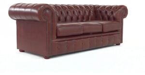 Chesterfield 3 Seater Sofa Old English Hazel Real Leather In Classic Style