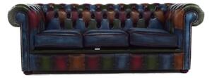 Chesterfield Handmade Patchwork 3 Seater Sofa Antique Real Leather In Classic Style