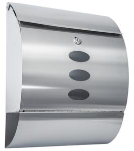 Tectake 400498 mailbox with newspaper tube rounded stainless steel - silver