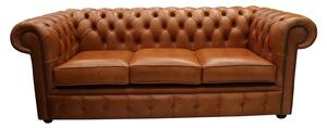 Chesterfield 3 Seater Sofa Old English Saddle Real Leather In Classic Style