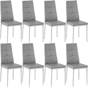 Tectake 404124 8 dining chairs with rhinestones - grey