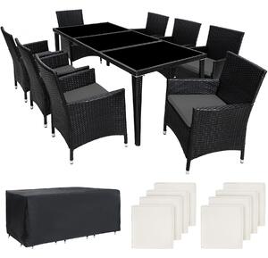 401161 rattan garden furniture set monaco aluminium with protective cover - black