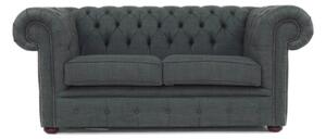 Chesterfield 2 Seater Sofa Settee Charcoal Grey Real Linen Fabric In Classic Style