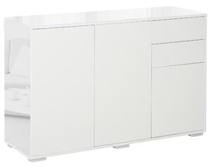 HOMCOM High Gloss Sideboard, Side Cabinet, Push-Open Design with 2 Drawer for Living Room, Bedroom, White