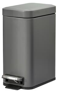 HOMCOM 5L Rectangular Compact Bin, Steel Body, Removable Bucket, Quiet-Close Lid w/ Pedal Lid Rubbish Trash Can Garbage Tidy Clean, Grey