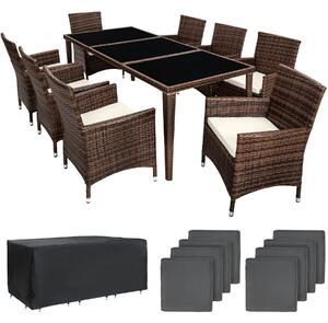 401162 rattan garden furniture set monaco aluminium with protective cover - black/brown