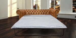 Chesterfield 3 Seater SofaBed Old English Tan Real Leather In Classic Style