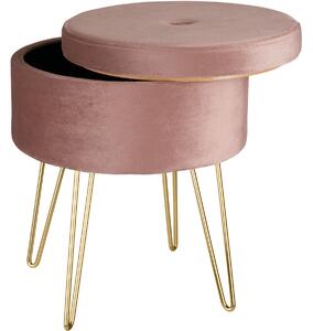 Tectake 403953 stool ava upholstered velvet look with storage space - 300kg capacity - rose