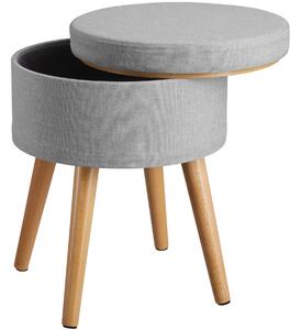 Tectake 403971 stool yara upholstered chair with storage space in linen look - light grey