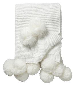 Gazelle Knitted Throw with Pom Poms in Cream