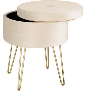 Tectake 403955 stool ava upholstered velvet look with storage space - 300kg capacity - cream